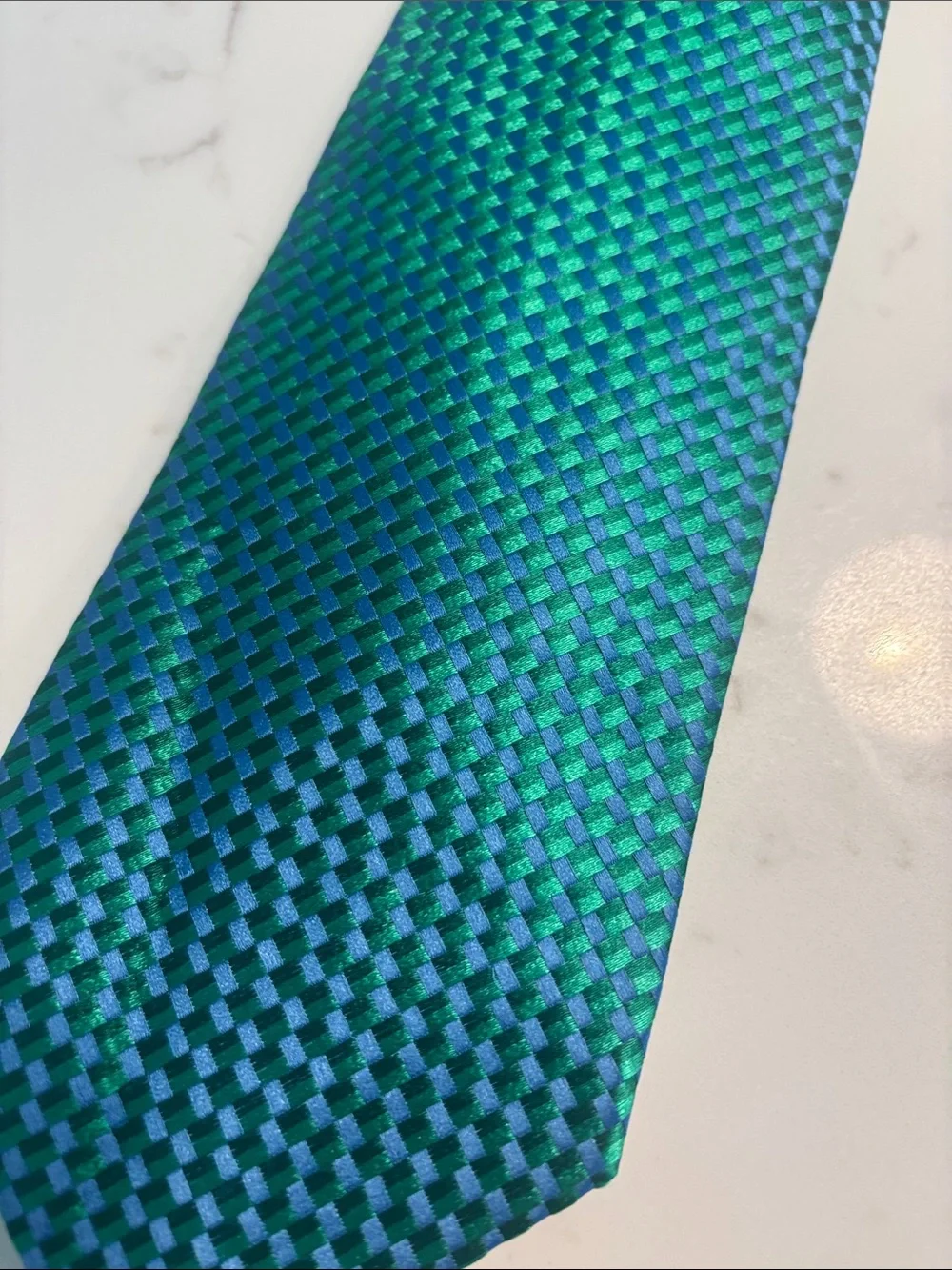 Charvet Teal and Emerald Woven Silk Tie